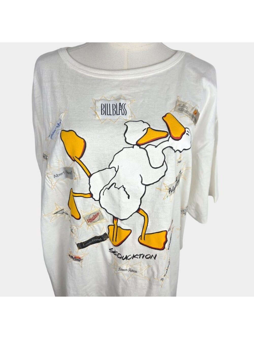 VTG 80s John Baron Seducktion Duck T-Shirt XXL Designer Parody Upcycle Collector